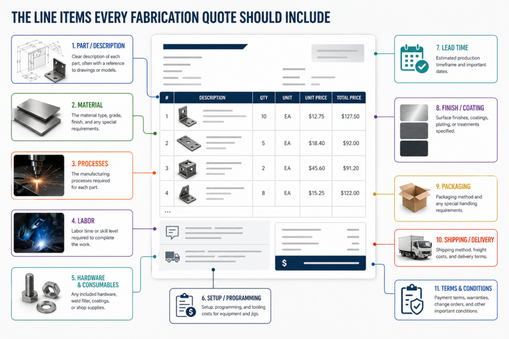 Fabrication quote breakdown infographic